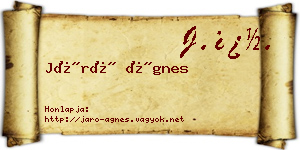 Járó Ágnes névjegykártya